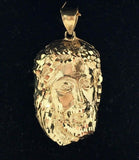 10k Yellow Gold Diamond-Cut Jesus Christ Face Religious Charm Pendant 8 grams