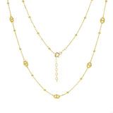 Italian 14k Yellow Gold Ball Bead Puff Charm Anchor Chain Station Necklace 18" 3.2 grams