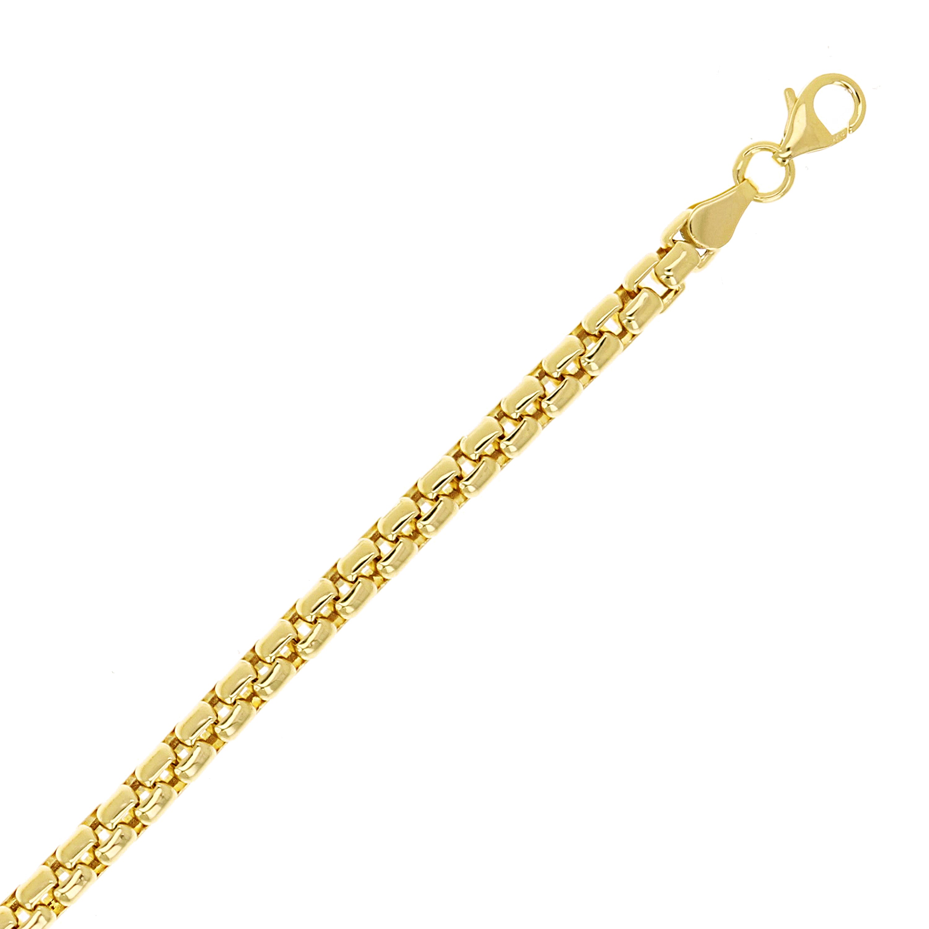 Italian 14k Yellow Gold Venetian Box Link Chain Bracelet 7.5" 4.2mm 7.5 grams