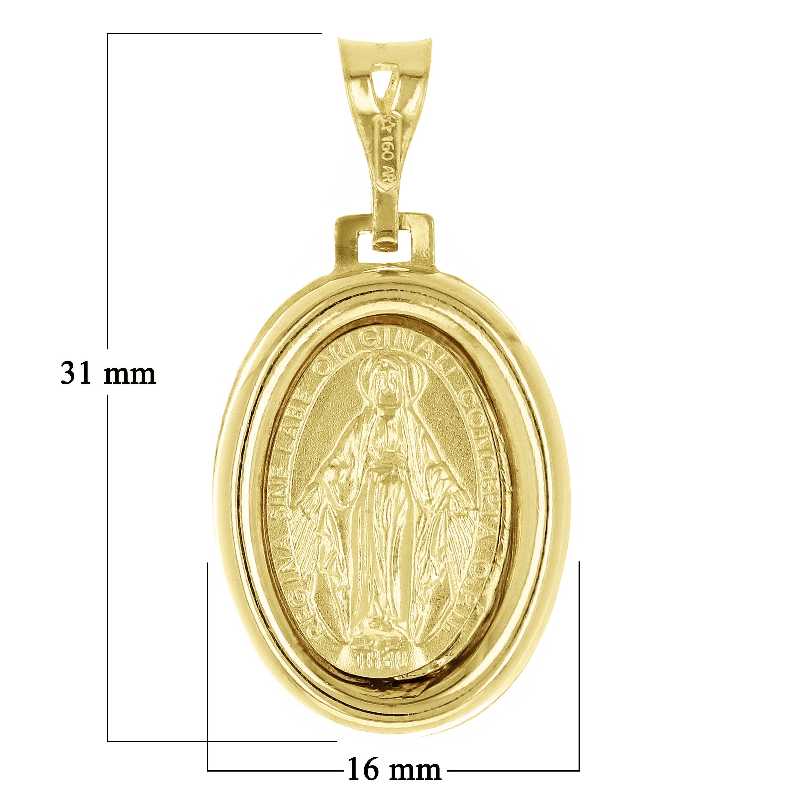 Italian 14k Gold Our Lady of Guadalupe Virgin Mary Charm Pendant 1.2" 3.5 grams