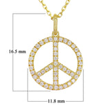 14k Yellow Gold Diamond Peace Sign Pendant Necklace 18" - Yellow