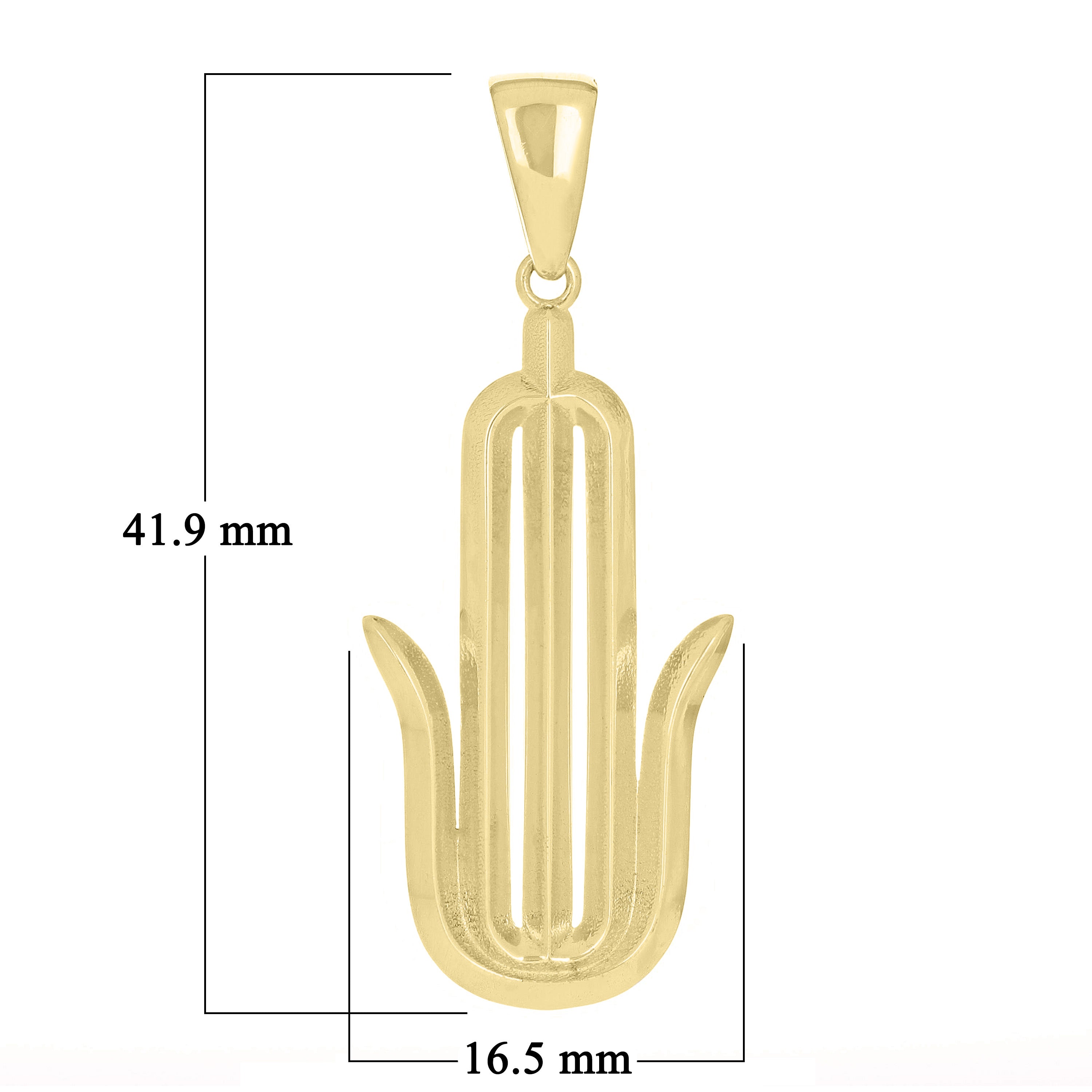 14k Yellow Gold Hamsa Charm Pendant 1.65" 4.7 grams