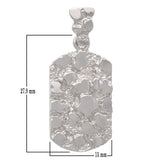 14k White Gold Solid Rectangle Nugget Charm Pendant 1.35" 6.4 grams - White