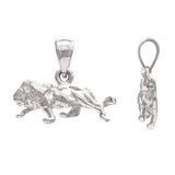 14k White Gold Solid Animal 3D Lion Animal Charm Pendant 2.5 grams - White