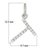 14k White Gold Diamond Initial Letter T Charm Pendant - Letter T,White