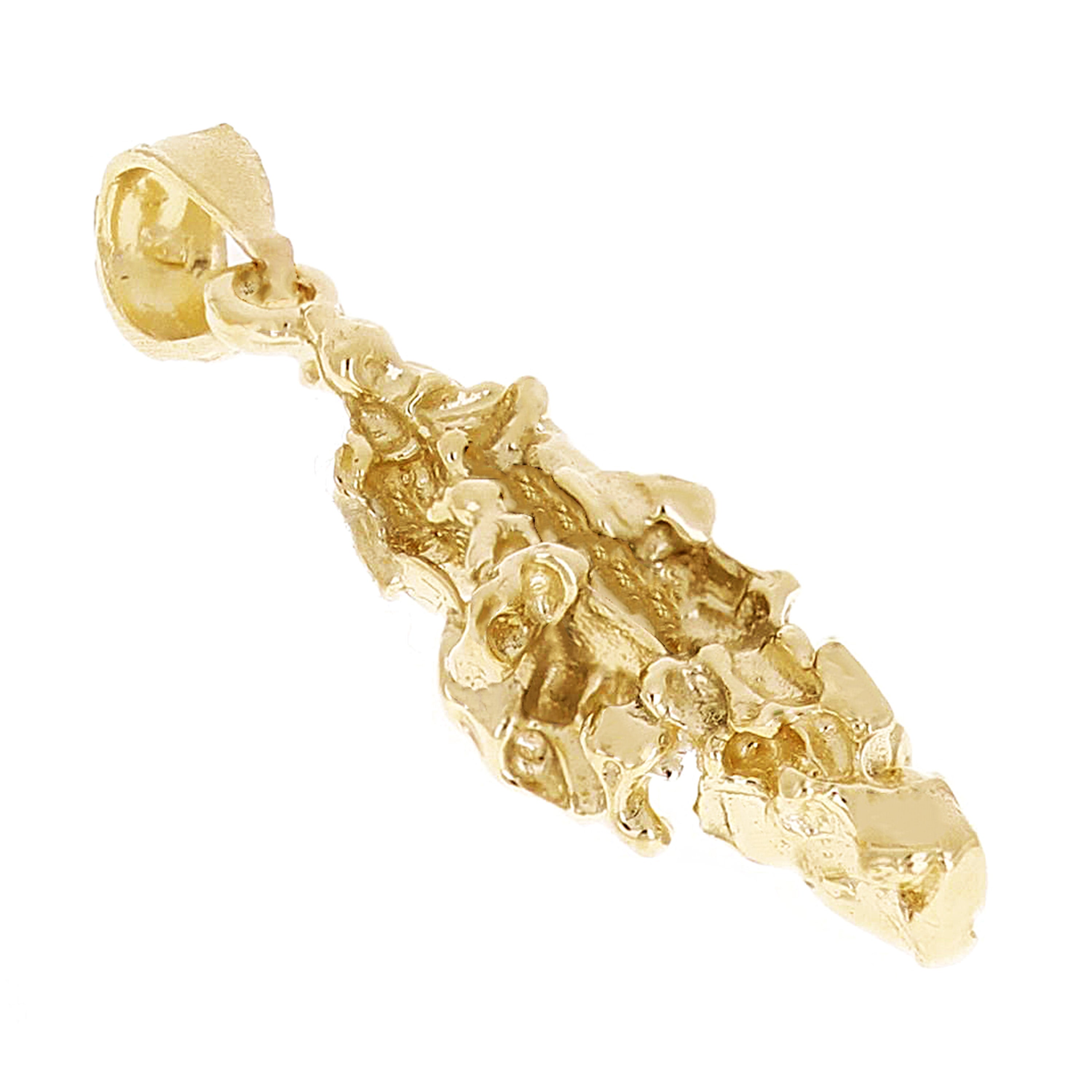 10k Yellow Gold Solid Free Form Nugget Charm Pendant 1.3" 3 grams
