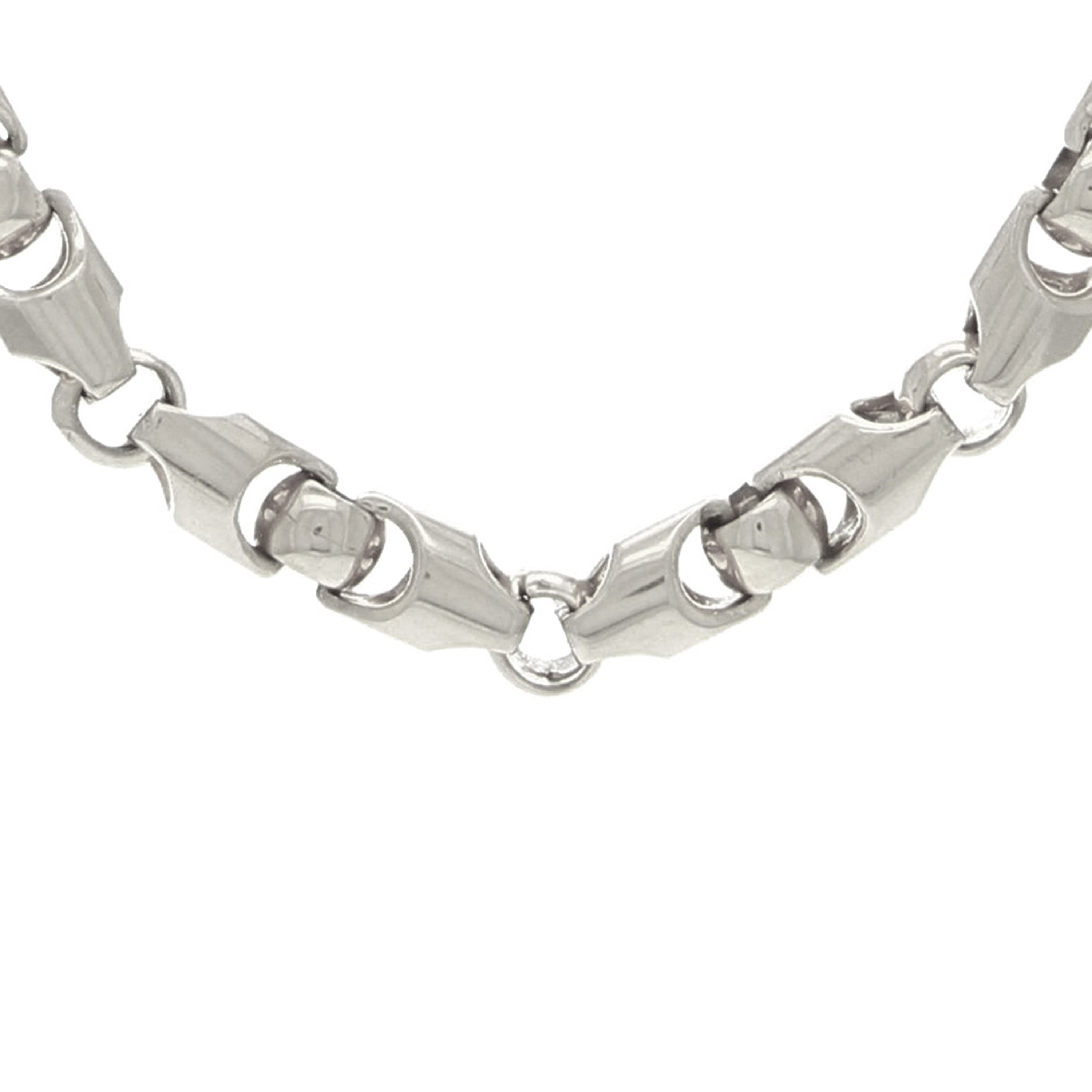 10k White Gold Handmade Fashion Link Necklace 28" 6mm - White,28"