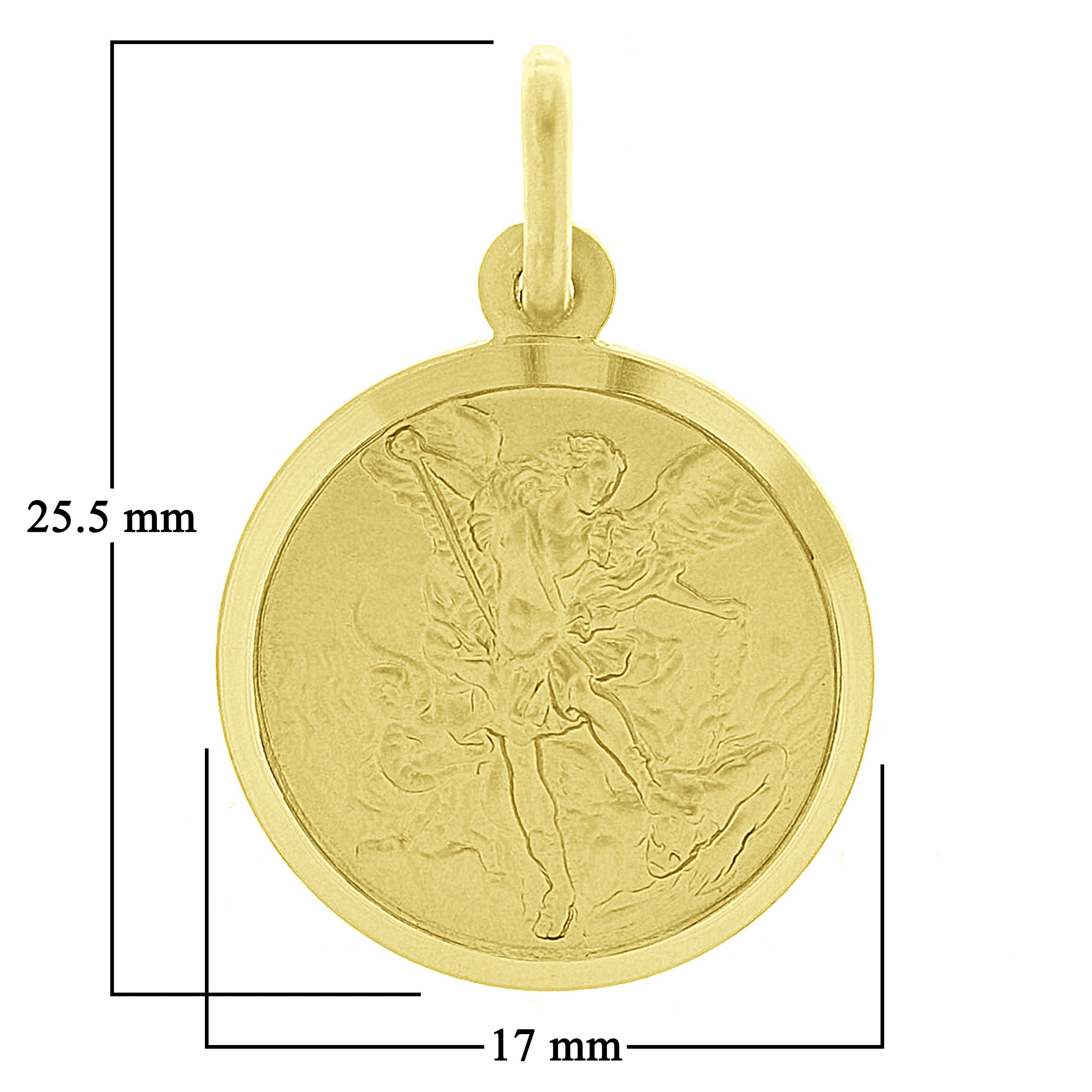 Italian 14k Yellow Gold Solid Saint Michael Medal Charm Pendant 1" 2.7 grams