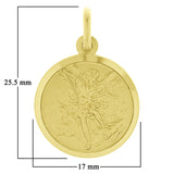 Italian 14k Yellow Gold Solid Saint Michael Medal Charm Pendant 1" 2.7 grams