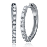 14k White Gold 1/4 ctw Diamond Hoop Earrings