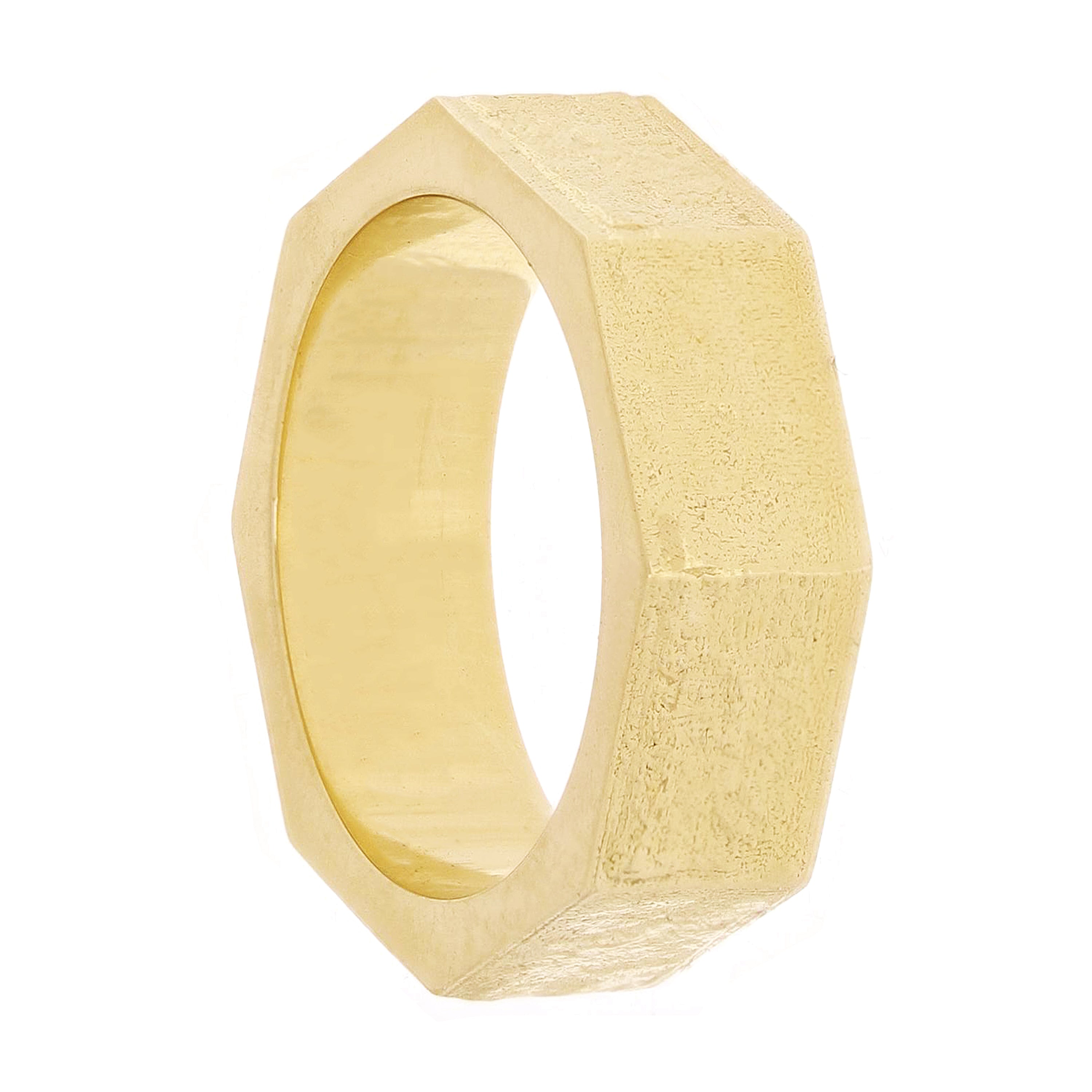 14k Yellow Gold Hammered Finish Octagon Ring Band Size 8 - 6.8mm 11.7 grams - Ring Size 8