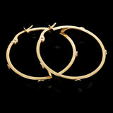 Italian 14k Two-Tone Gold Hollow Screw Design Hoop Earrings 1.2" 3mm 2.7 grams