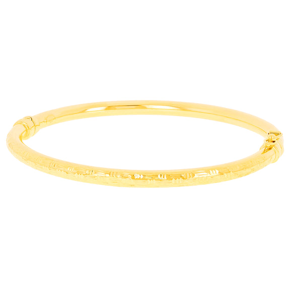 Italian 14k Yellow Gold Hollow Prizm Diamond Cut Bangle Bracelet 7