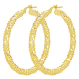 Italian 14k Yellow Gold Diamond Cut Hoop Earrings 1.5" 3.6mm 3.9 grams