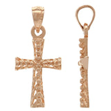 14k Rose Gold Cross Religious Charm Pendant 1" 1.4 grams - Rose