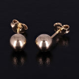 Italian 14k Yellow Gold High Shine Classic Round Bead Ball Stud Earrings 6mm - 6 mm