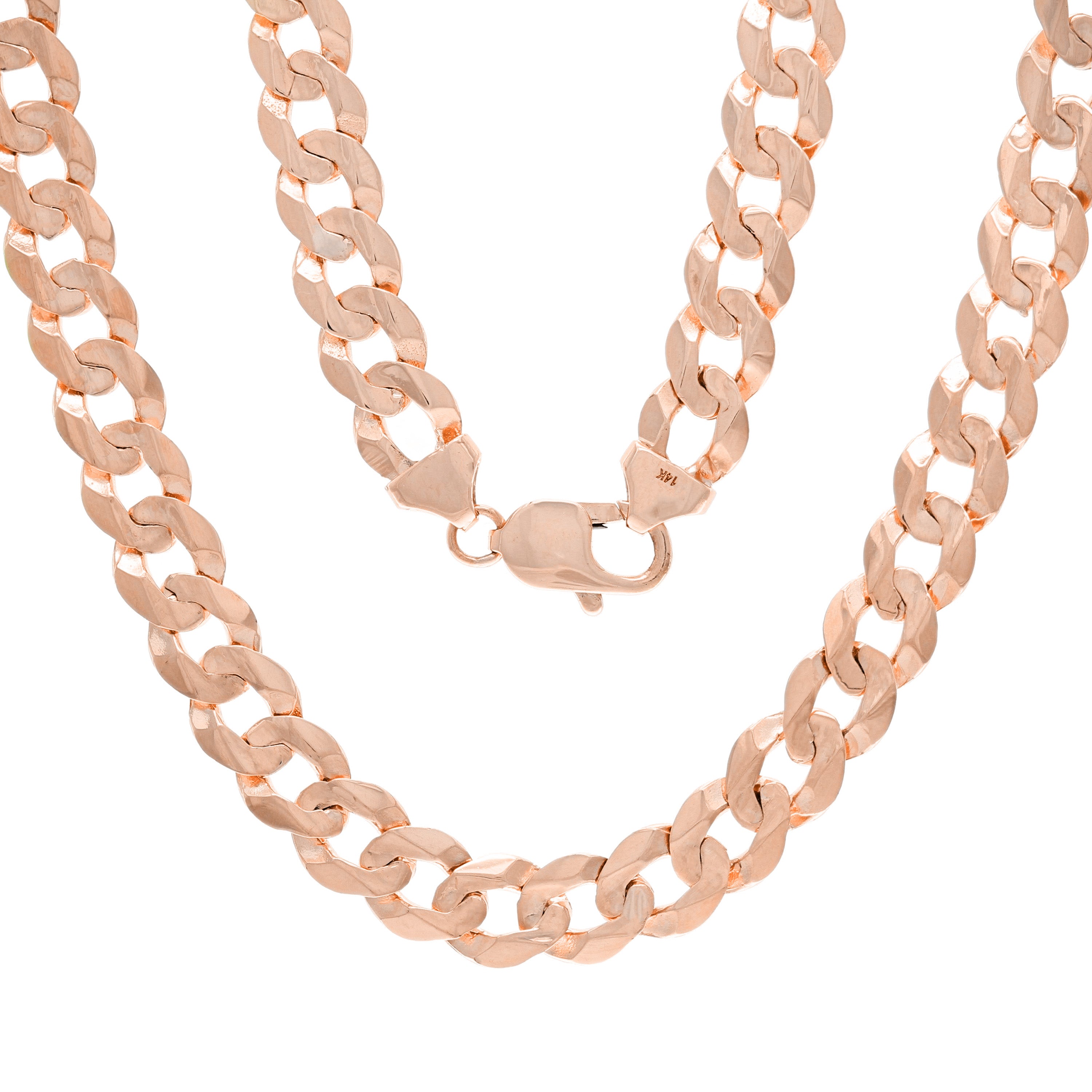 10k Rose Gold Solid Curb Cuban Link Chain Necklace 30" 9mm 56.7 grams - Rose,30"