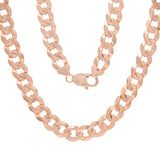 14k Rose Gold Solid Curb Cuban Link Chain Necklace 28" 9mm 59.4 grams - Rose,28"