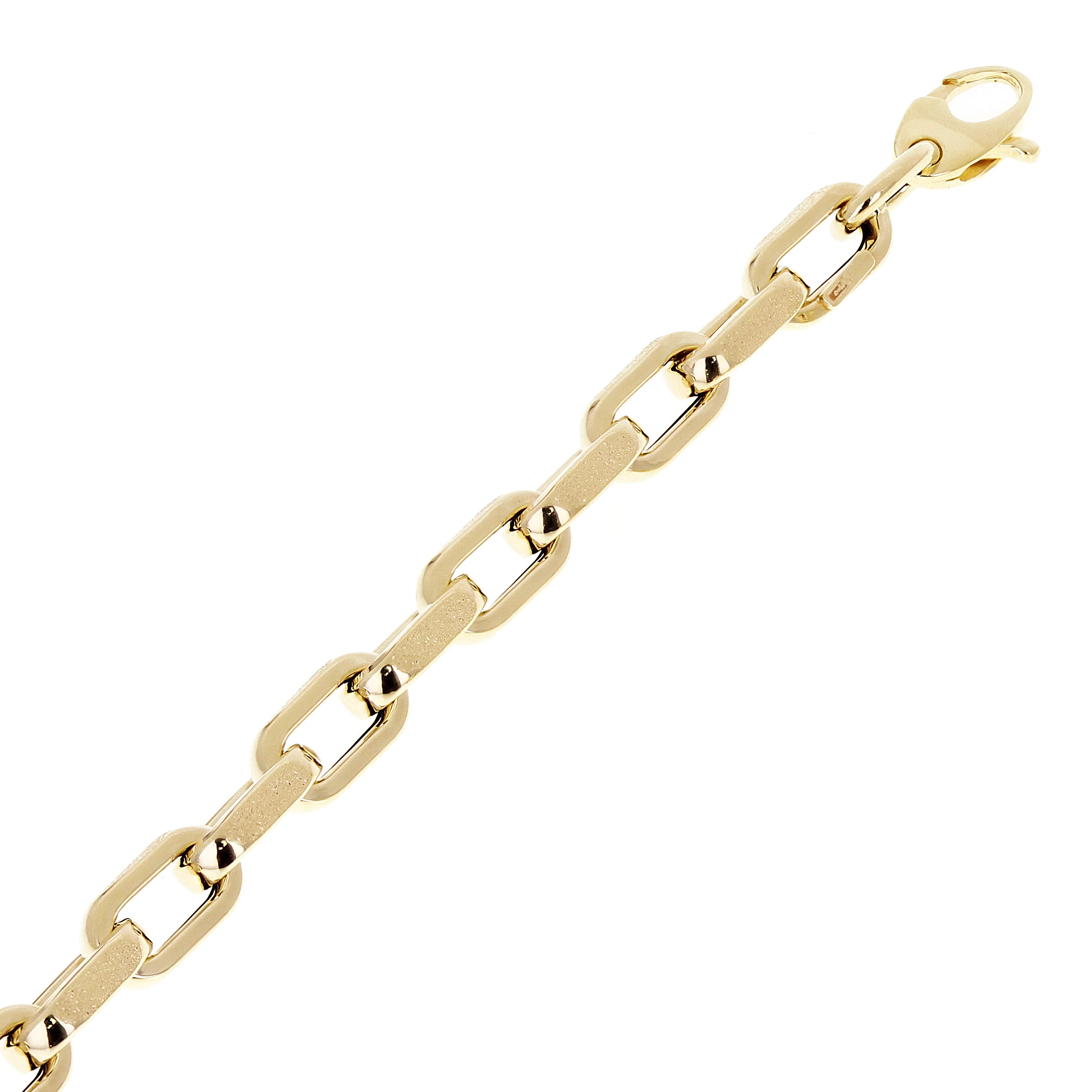 Italian 14k Yellow Gold Hollow Oval Link Anchor Chain Bracelet 7.75" 5.7mm 4.9g