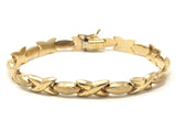 Italian 14k Yellow Gold XOXO Criss Cross Bracelet 7" 6.9mm 10.4 grams