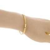 Italian 14k Yellow Gold Hollow Square Tube Roman Numeral Bangle Bracelet 7" 4mm