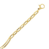 Italian 14k Yellow Gold Paper Clip Link Chain Bracelet 7.5" 6.2 grams