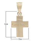 14k Yellow Gold Goodness Religious Cross Charm Pendant 1.3 grams - Yellow