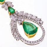 18k White & Yellow Gold 6.58ct Emerald & 6.74ct Yellow Diamond Necklace 17"
