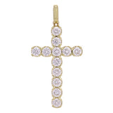 14k Yellow Gold 1.85ctw 2.6mm Diamonds Religious Cross Pendant