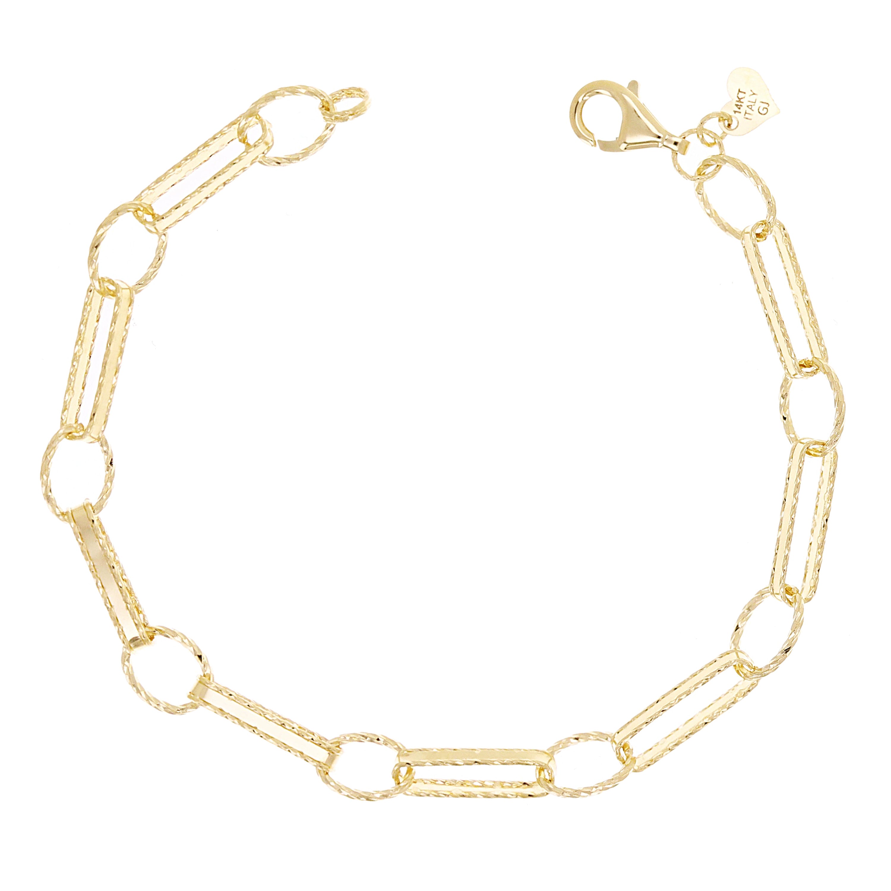 Italian 14k Yellow Gold Paper Link Chain Necklace Bracelet & Earrings Set 15.1 g