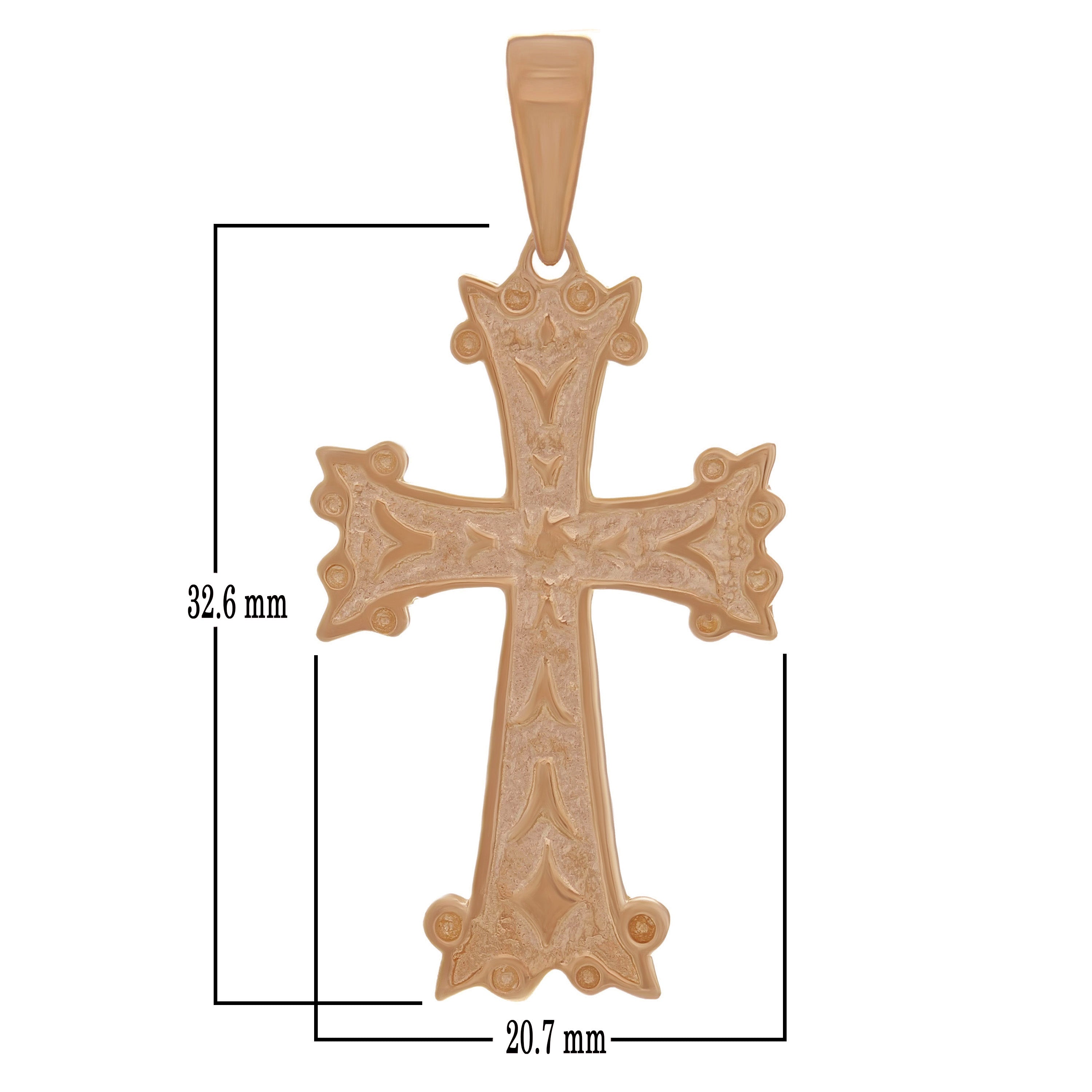 14k Rose Gold Khachkar Armenian Cross Charm Pendant 4.6 grams - Rose