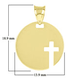 Italian 14k Yellow Gold Cross Cut Out Disc Religious Charm Pendant 0.7 grams - Medium