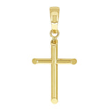 Italian 14k Yellow Gold Hollow High Polish Plain Cross Charm Pendant 1" 0.7 gram