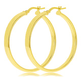 Italian 14k Yellow Gold Rounded Flat Tube Earrings 1.4" 3mm 2.9 grams