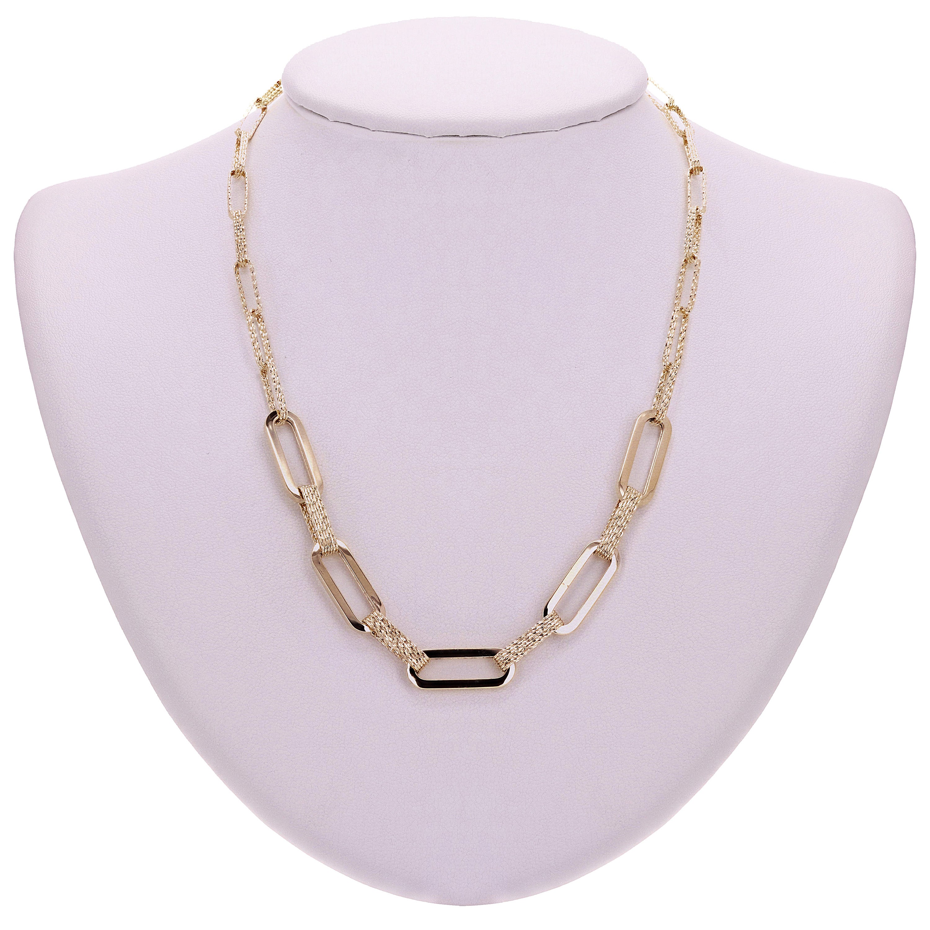 Italian 14k Yellow Gold Paper Clip Link Necklace, Bracelet & Earrings Set 27.2 grams