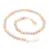 Italian 14k Yellow White or Rose Gold Hollow Ball Bead Bracelet 8" 3mm 3 grams