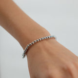 Italian 14k Yellow White or Rose Gold Hollow Ball Bead Bracelet 8" 3mm 3 grams