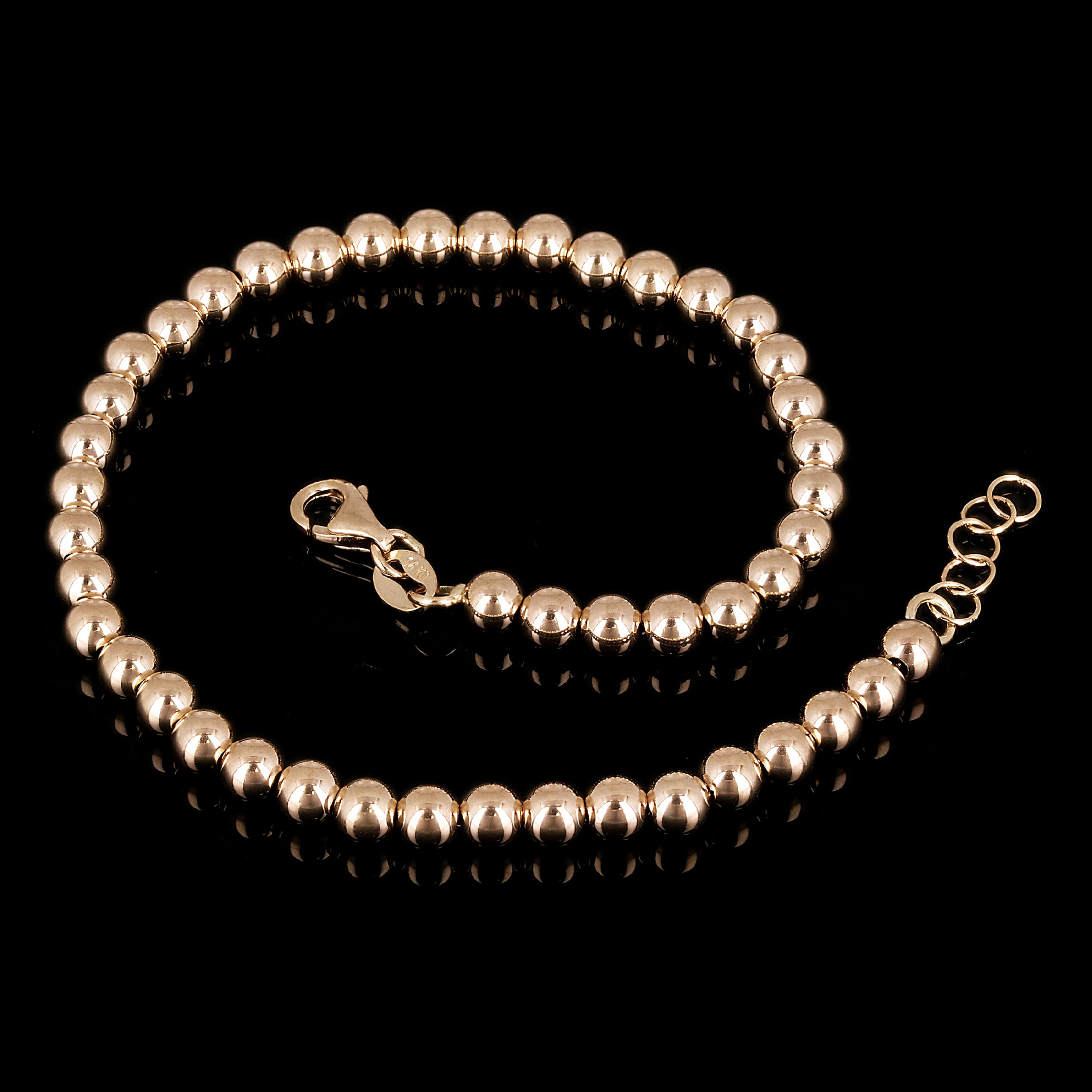 Italian 14k Yellow White or Rose Gold Hollow Ball Bead Bracelet 8" 3mm 3 grams