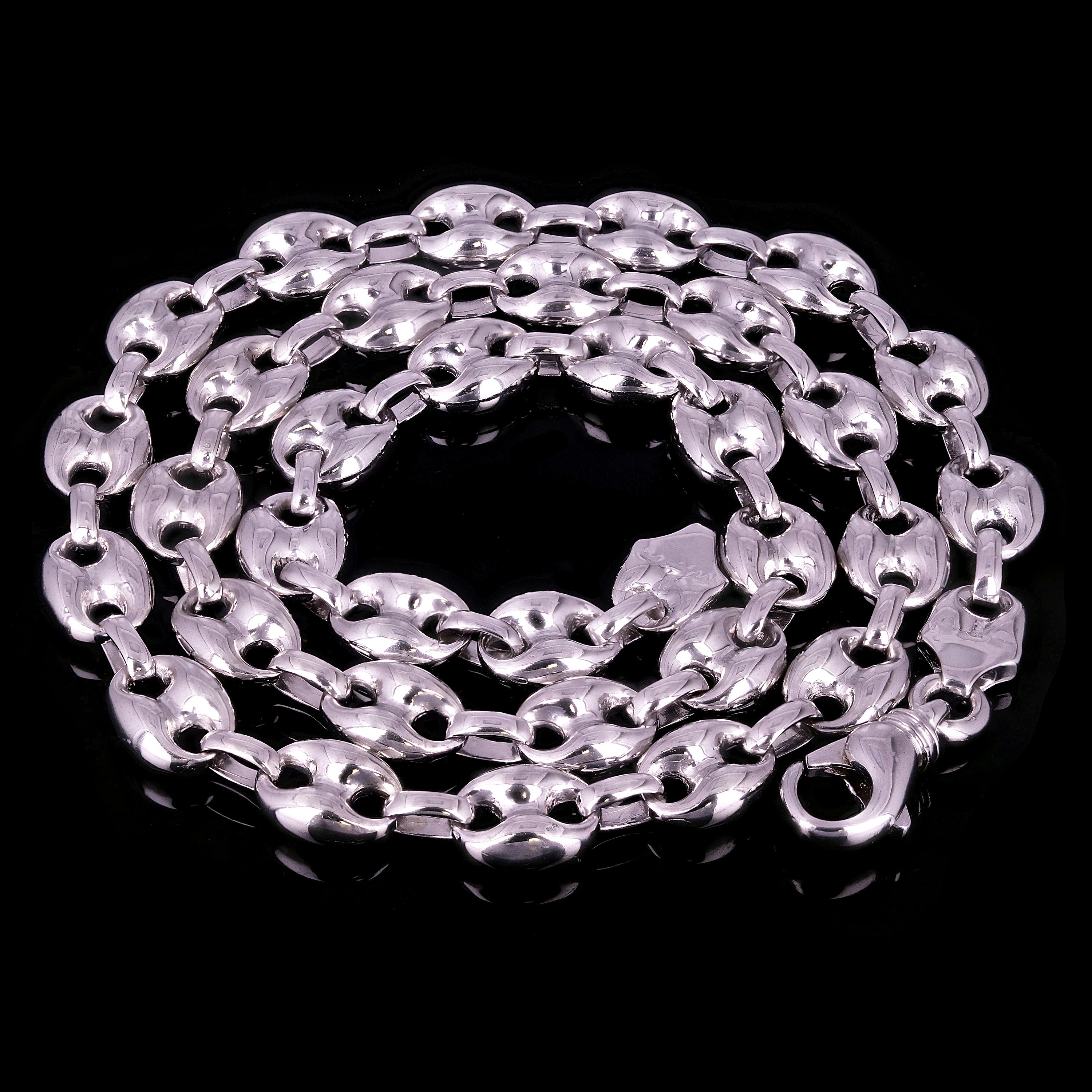 14k White Gold Solid Puffy Gucci Mariner Chain Necklace 20" 11.7mm 123.8 grams - White,20"