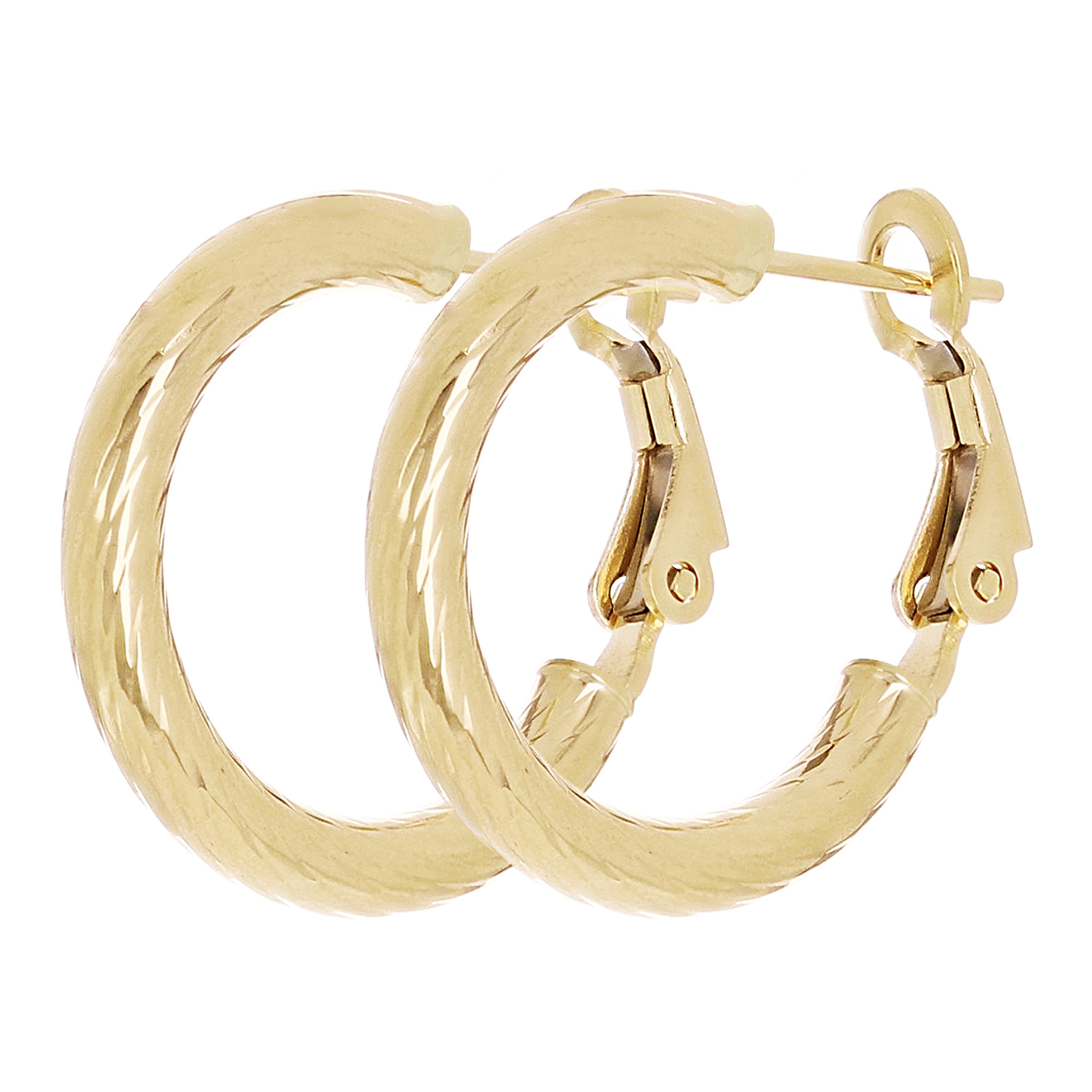 Italian 14k Yellow Gold Twisted Round Hoop Earrings 20.7mm x 3mm 2.3 grams