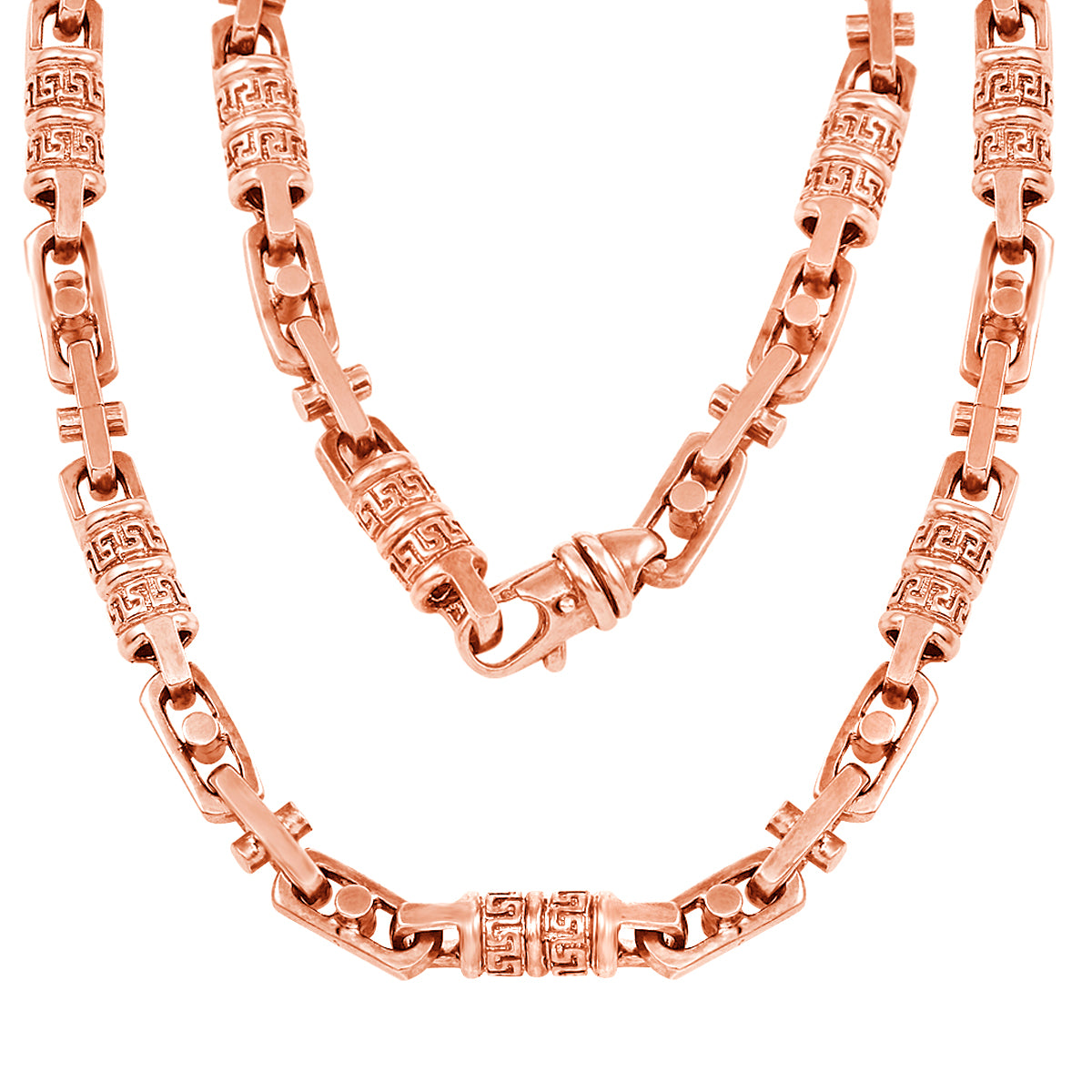 14k Rose Gold Handmade Fashion Link Necklace 28" 7.55mm - Rose,28"