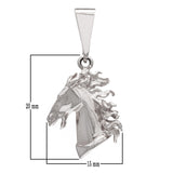 14k White Gold High Polish 3D Lucky Stallion Horse Head Charm Pendant 3.3 grams - White