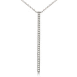 14k White Gold 1/4 ctw Diamond-Accented Vertical Bar Pendant Necklace 18" - White