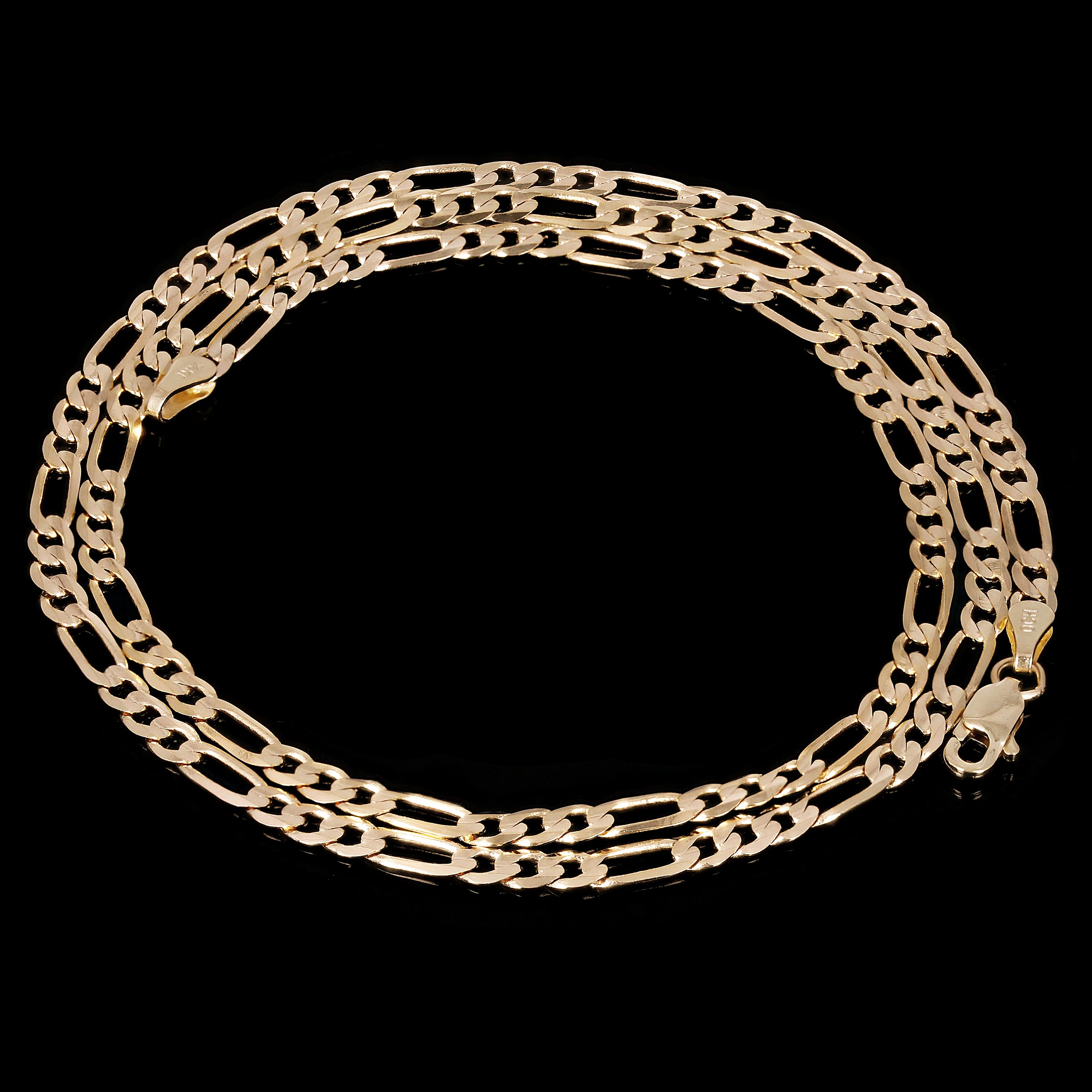 Italian 14k Yellow Gold Solid Figaro Chain Necklace 18" 2.3mm 4.3 grams - 18"