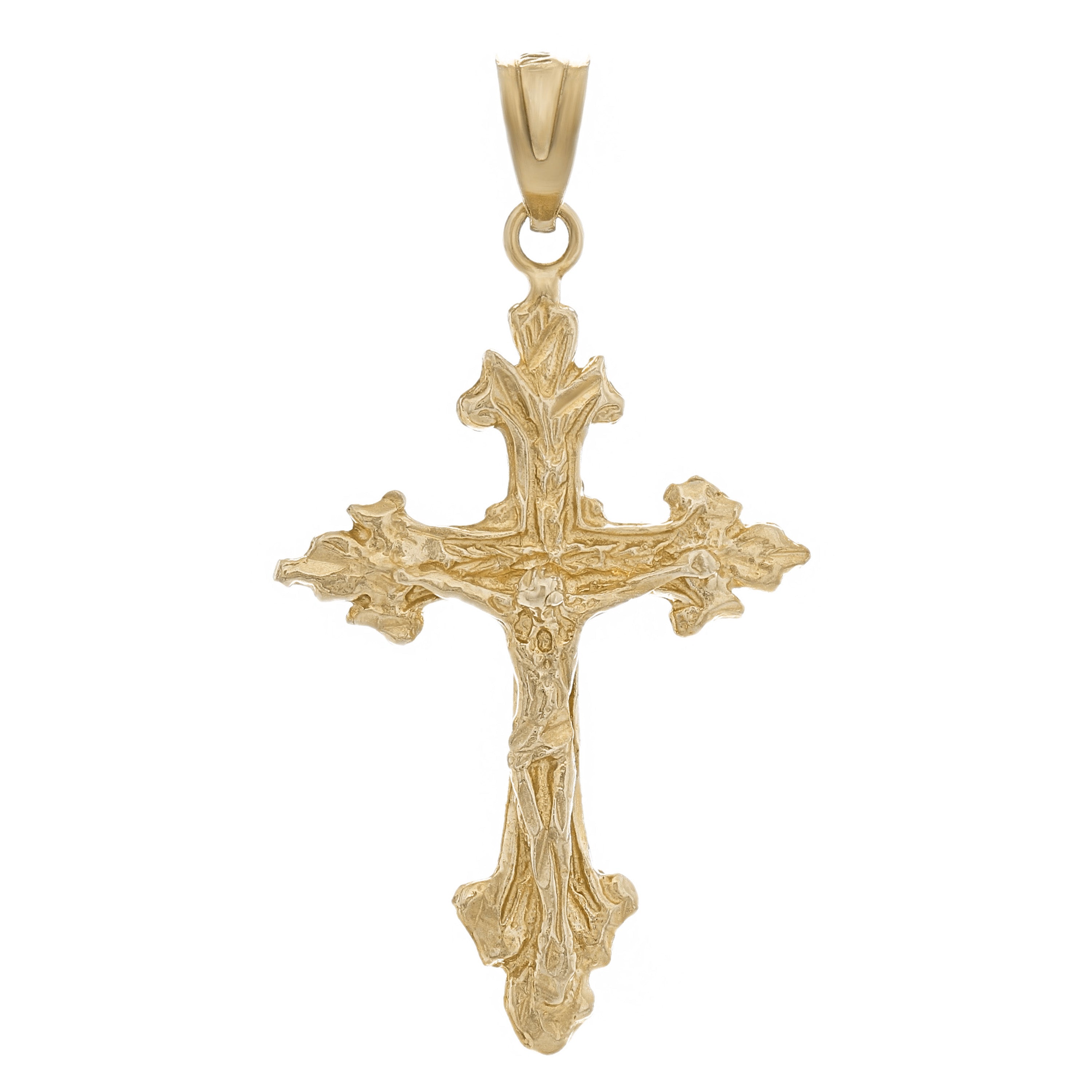 14k Yellow Gold Filigree Jesus Christ Crucifix Cross Charm Pendant 2.3 grams - Yellow