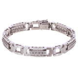 Men's 14k White Gold 1.00ctw Diamond Watch Link Bracelet 8" 10mm 36.7 grams - White  8"  10mm  1ctw  36.7grams