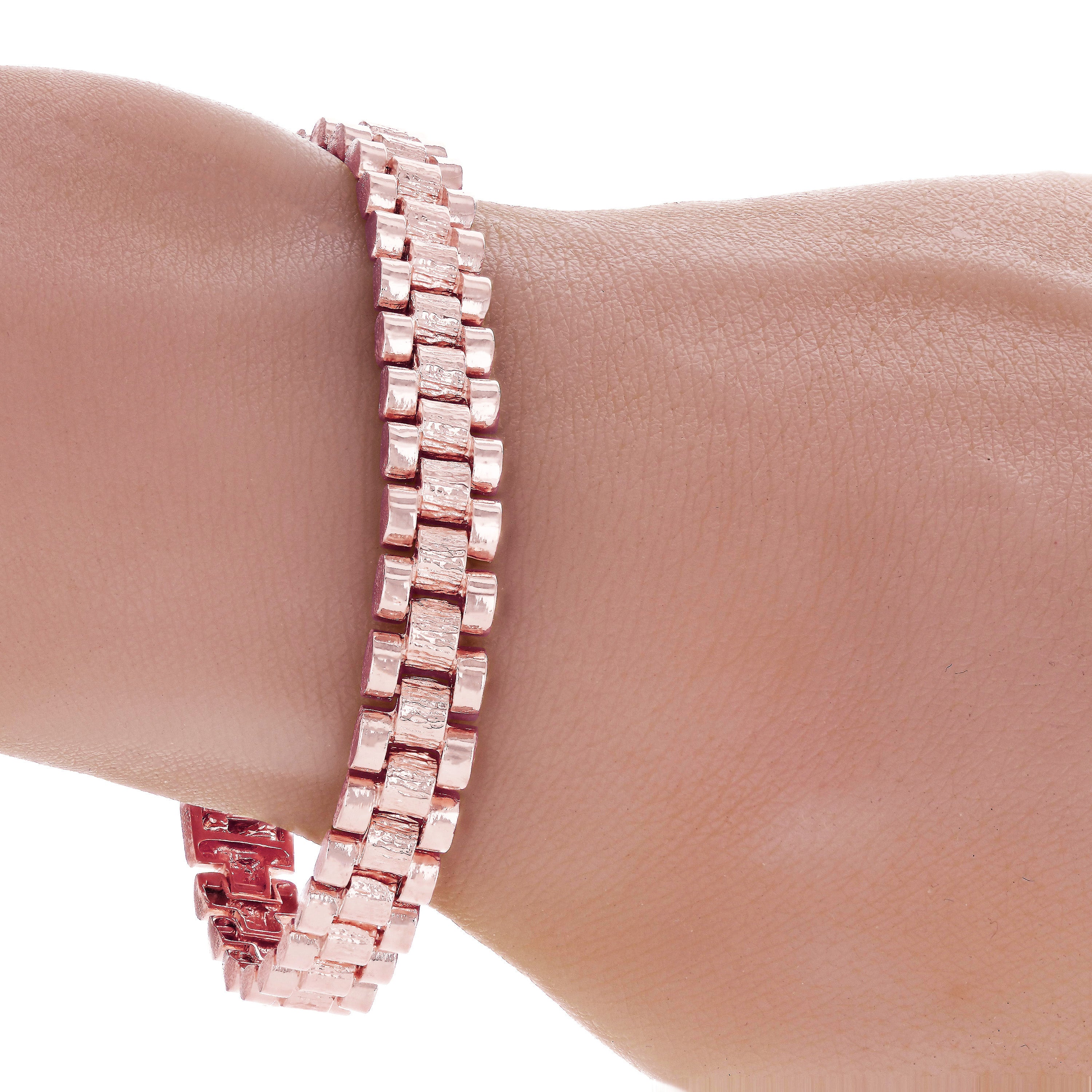 10k Rose Gold Watch Link Bracelet Adjustable 7-7.5" 8.5mm 17.5 grams - Rose,8" 18.8 grams