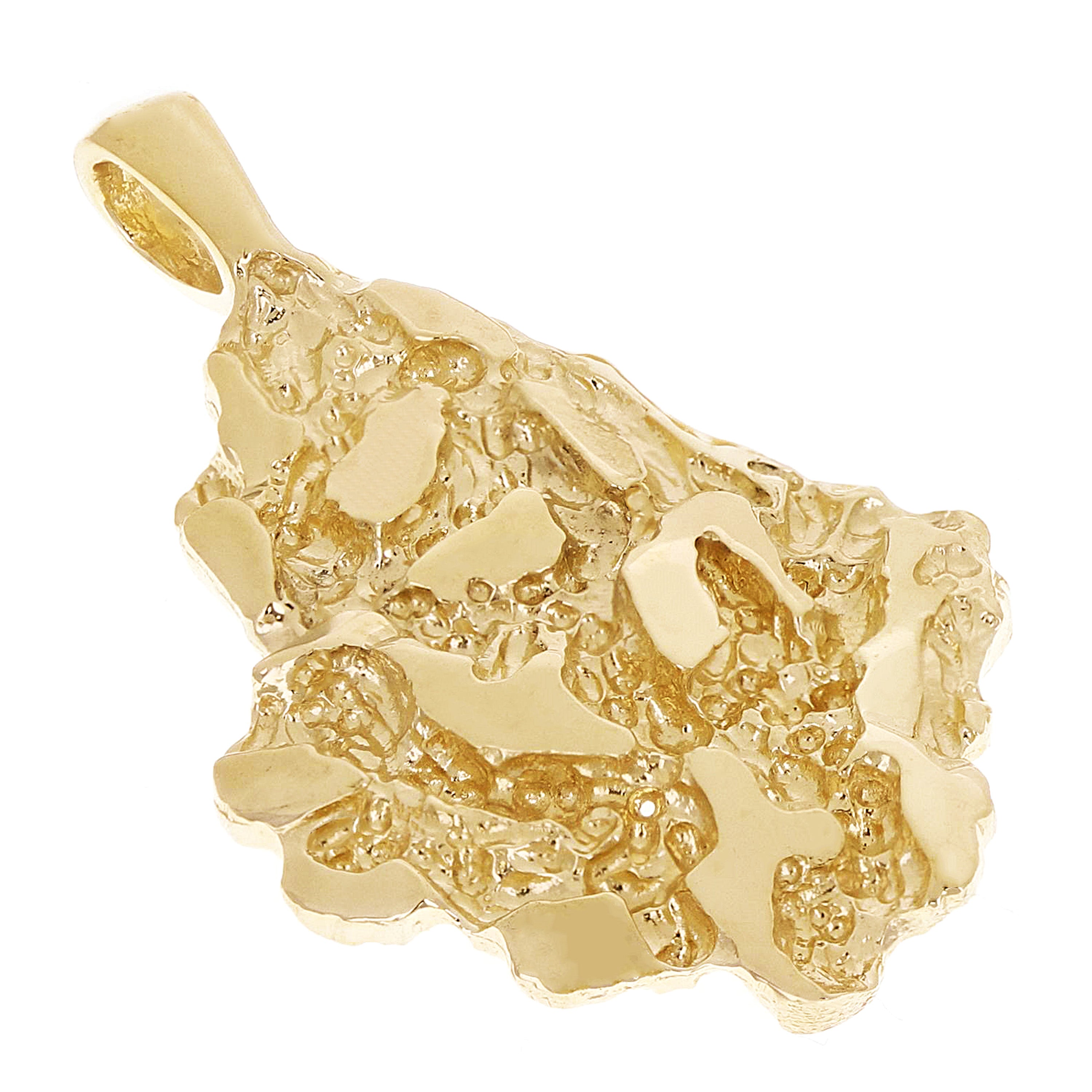 14k Yellow Gold Solid Free Form Nugget Charm Pendant 1.8" 11.6 grams