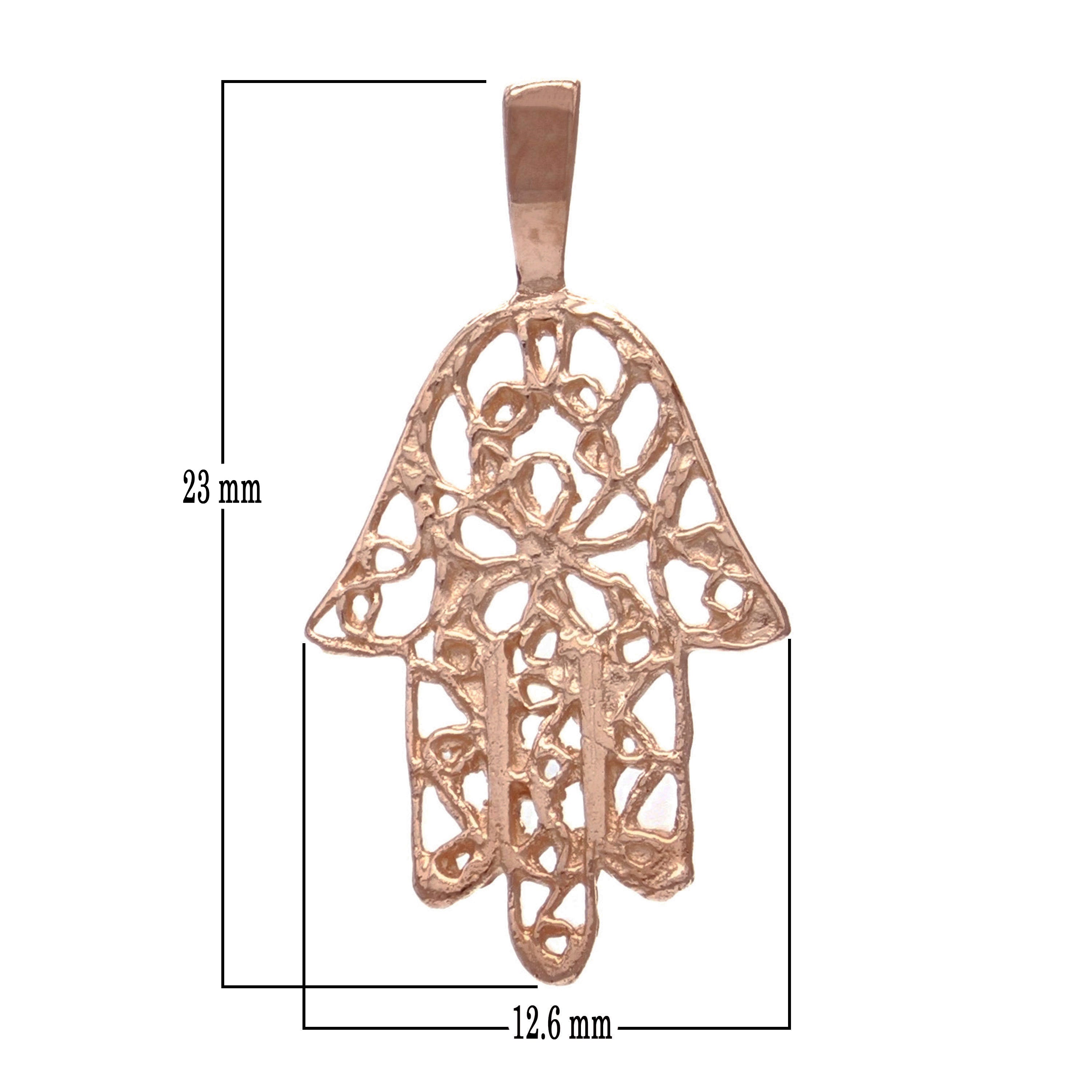 14k Rose Gold Solid Hand of Fatima Hamsa Charm Pendant 0.8 gram - Rose