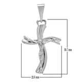 14k White Gold Jesus Christ Crucifix Cross Religious Charm Pendant 3.9 grams - White